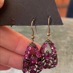 Elegant Gold and Pink Dangle Earrings